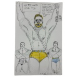 Vintage Randy Coleman Signed & Dated Gay Male Interest Original Drawing Illustration Art