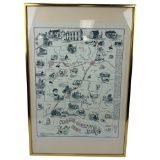 Vintage 1975 Adams County Ohio Historical Society Illustrated Map