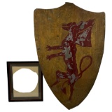 Vintage Hand Painted Family Crest Coat of Arms 12x11 Inches, & Movie Prop Shield