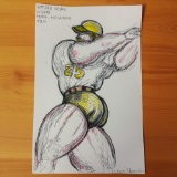 Vintage Randy Coleman Pen And Colored Pencil, Home Run King