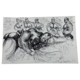 Randy Coleman Signed Gay Male Interest Original Drawing Illustration Art