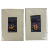 Vintage Indian Kama Sutra Art Painting on Paper With Writing On Back 5inx7in