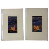 Vintage Indian Kama Sutra Art Painting on Paper With Writing On Back 5inx7in