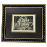 Vintage Greco-Roman Kuma Sutra Etching Framed 12inx10in