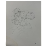 Vintage Street Fighter Pencil Drawing On Paper Of Ken, 14inx11in