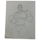 Vintage Street Fighter Pencil Drawing On Paper Of Balrog, 14inx11in