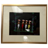 Vintage Nigerian African Painting on Black Board
