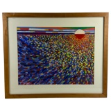 Vintage Abstract Painting on Board Unknown Artist, Measures at 26x32 inches