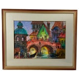 Vintage Watercolor Painting on Board By A Krasnyansky, Signed On the Bottom Left