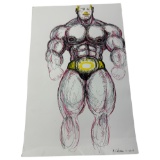 Vintage Randy Coleman Pen & Colored Pencil Drawing Signed on The Bottom Right
