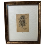 Charcoal Hand Drawing, Sketchbook Page Pierre-Auguste Renoir