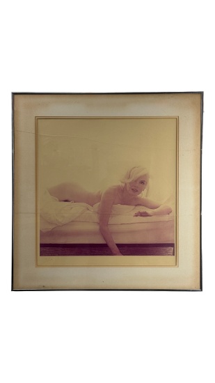 Framed Photograph Marilyn Monroe on Bed