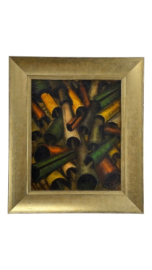 Cubist Style Painting of Tubes and Pipes