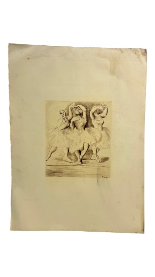 Ballet Dancers Artwork Sketch Signed Picasso
