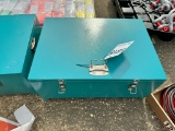 blue tool box with ratchet straps