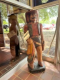 Teak cowboy/indian statue