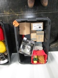 Tote of Misc. Items Stainless Banding, Marbles, Truck Mirror