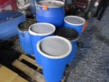 Pallet of Plastic Barrels