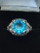Fantastic Ladies 1900's Circa Filigree 3ct Blue Topaz Ring
