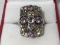 Ladie's Hand Crafted Sterling Silver Ring set with Amethyst Gemstones