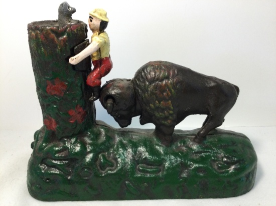 Fantastic Classic Cast Iron Buffalo Mechanical Bank