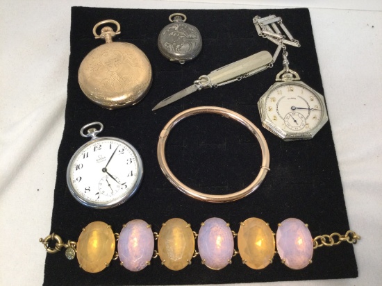 Attic Found Jewelry Lot-Omega Watch, Gold.
