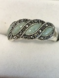 Beautiful Ladie's Jade and Marcasite Ring