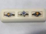 Dealer's Lot of (3) Ladie's Handmade Gemstone Silver Ring