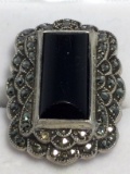 Victorian 1890's Onyx and Marcasite Ring