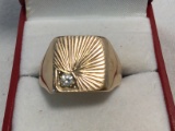 Mens Antique Solid Gold Diamond Ring