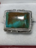 Outstanding Men's Sterling Silver Turquoise Ring