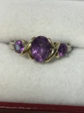 Stunningly Beautiful Ladies 2ct Amethyst Gold & Silver Ring