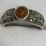 Beautiful Ladies Victorian Carnelian/Marcasite Ring