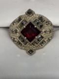 Stunning Ladies Victorian Ruby & Marcasite Ring