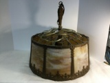 Outstanding Early Slag Glass Hanging Lamp