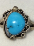 Ladie's Sterling Silver Turquoise Native American Ring