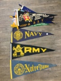 (9) Vintage Pennants (Army, Navy, Indy500, etc.)