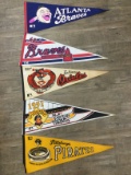 Great Collection of (5) Early Sports Pennants
