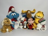 ASSORTED PLUSH - SMURF, GARFIELD, BULLWINKLE AND MORE