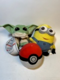 PLUSH ASSORTED - GROGU(WITH TAGS), POKEBALL, MINION