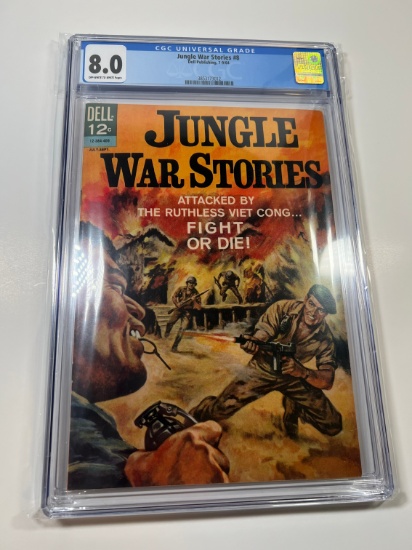 JUNGLE WAR STORIES #8 - 1964 DELL PUBLISHING - CGC GRADE 8.0