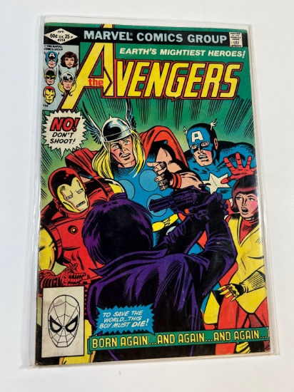 THE AVENGERS #218 (UK) MARVEL 82' - "BORN AGAIN.. AND AGAIN.. AND AGAIN.."