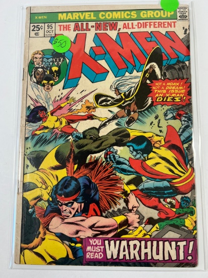 X-MEN #95 - MARVEL "YOU  MUST READ WARHUNT" - (DEATH OF THUNDERBIRD, 3RD NE