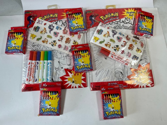 LOT - POKEMON ROSEART (VINTAGE 1997) CRAYONS, PLUS COLOR/STICKER SETS