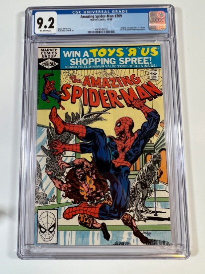 AMAZING SPIDER-MAN #209 - MARVEL COMICS 80' - CGC GRADE 9.2 - ORIGIN & 1ST