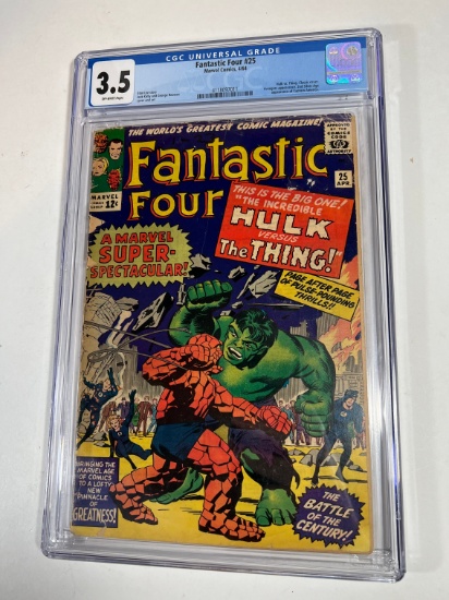 FANTASTIC FOUR #25 - MARVEL COMICS 64' - CGC GRADE 3.5 - HULK V THING CLASS