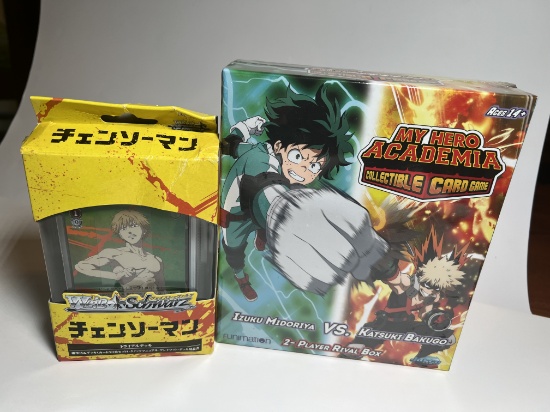 ANIME CARDS - (1) CHAINSAW MAN DECK + (1) MY HERO ACADEMIA COLLECTIBLE CARD