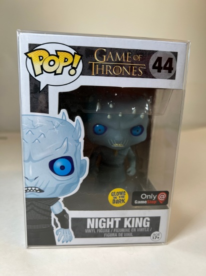 GAME OF THRONES FUNKO POP NIGHT KING #44"GLOWS IN THE DARK" GAME STOP EXCLU