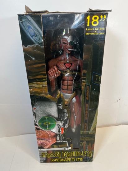 IRON MAIDEN 18" LIGHT UP EYE & MOTORIZED ARM "SOMEWHERE IN TIME" STATUE