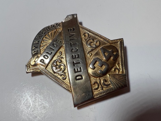 NYNH & HRR - POLICE DETECTIVE #34 BADGE